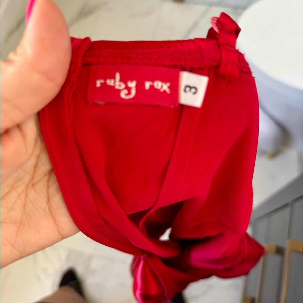 Ruby Rox Red Ruched Strapless Sheath Dress - Picture 5 of 6